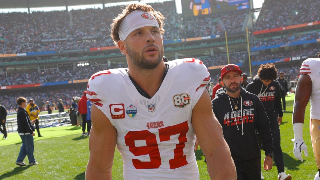 49ers descartan a Bosa; esperan a Evans y Juszczyk